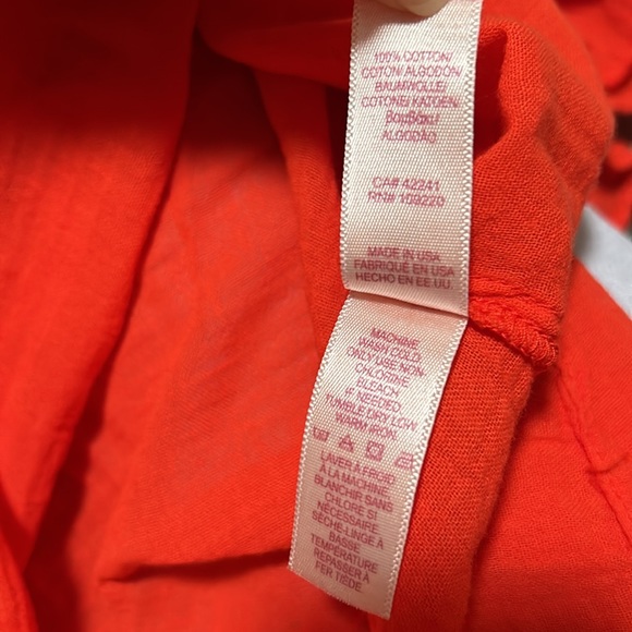 VELVET 3/4 sleeve 100% Cotton Orange Poppy Blouse Size Small - Picture 8 of 9